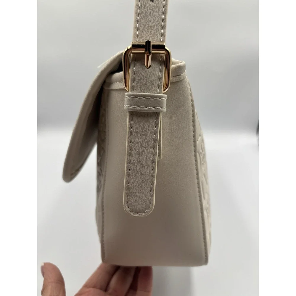 Christian Lacroix Cream Clara Shoulder Embossed Logo Bag‎ Purse